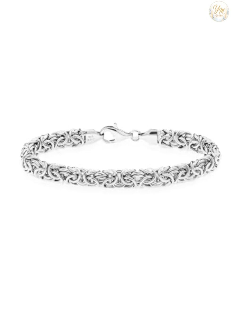 Italian 925 Sterling Silver Byzantine Bracelet for Women, Handmade Link Chain